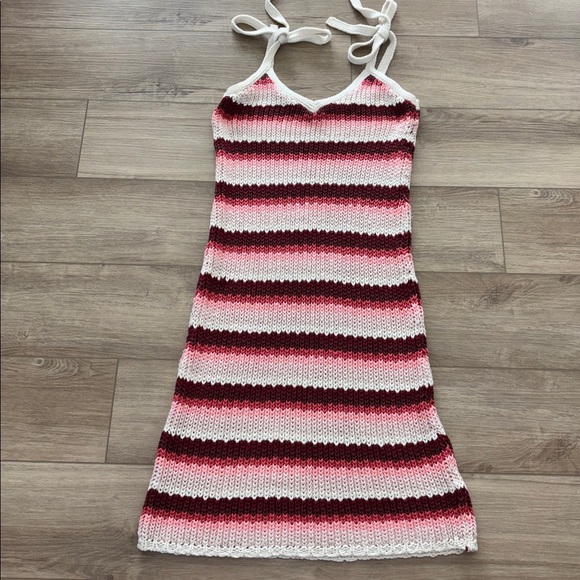 ZARA Striped Knit Midi Dress size small Red Pink Combo Limited Edition - Picture 3 of 9